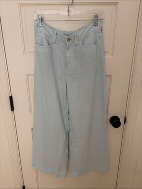 NWT J Crew Pale Blue Wide Leg Linen Blend Pants